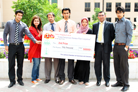 LCCI Business Plan Award Winning Team holding 50,000 cash prize cheque